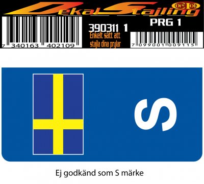 S märke svenska flaggan ( ej godkänt)